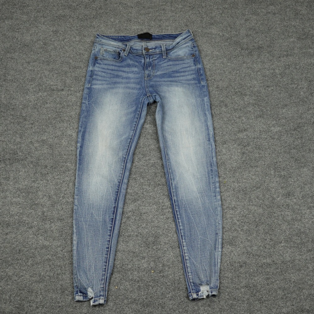 Buckle Black Jeans Womens 26 Blue Fit No. 53 Ankle Skinny Distressed Frayed Hem